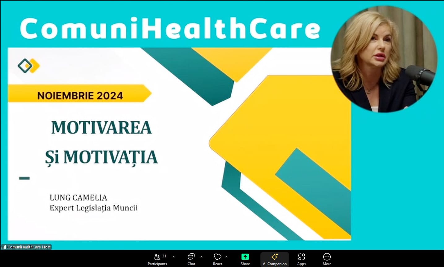 Webinar ComuniHealthCare 21 noiembrie 2024