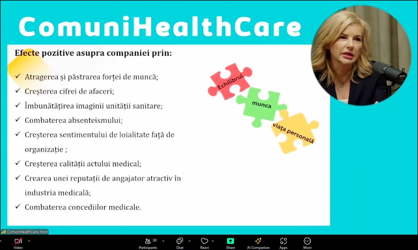 Webinar ComuniHealthCare 21 noiembrie 2024