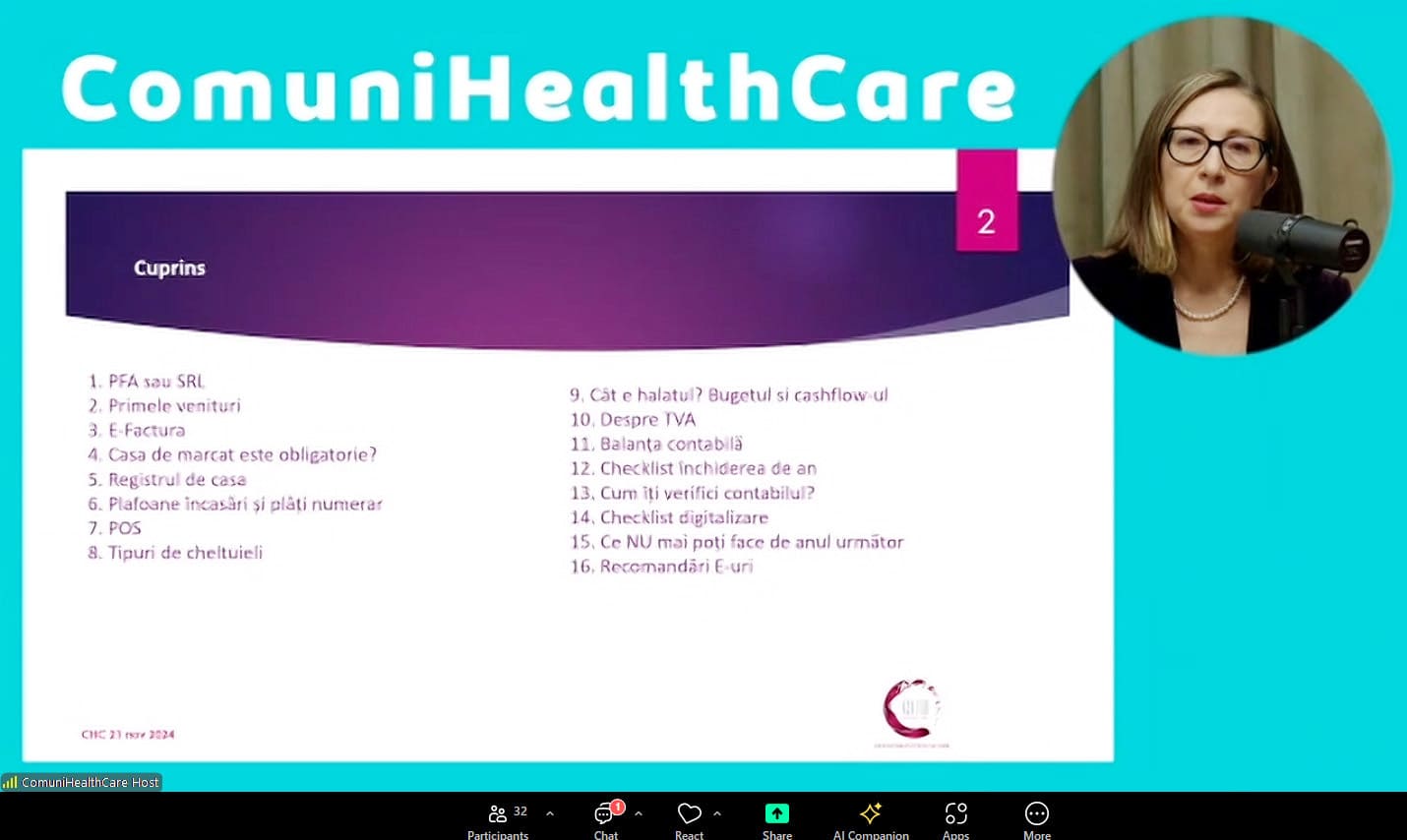 Webinar ComuniHealthCare 21 noiembrie 2024